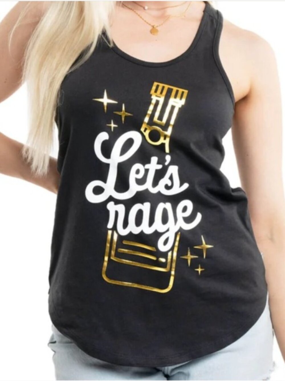 Tipsy Elves "Let's Rage" Womens's Racerback Tank Top Black 1x